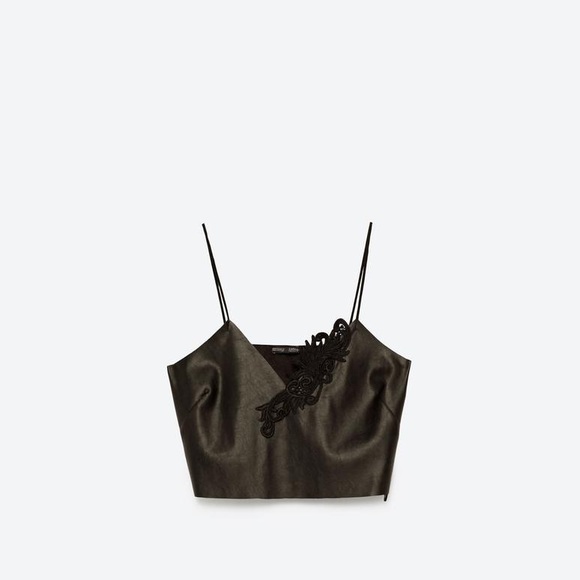 Zara Tops - ZARA Collection Cropped Faux Leather Tank Top